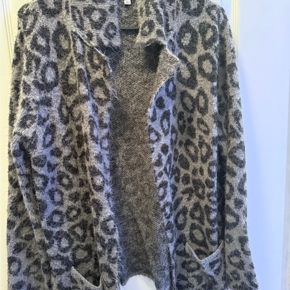 Joseph A Gray and Black Animal Print Cardigan